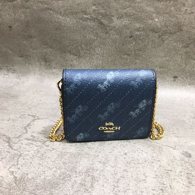 coach mini wallet navy horse print sling wallet