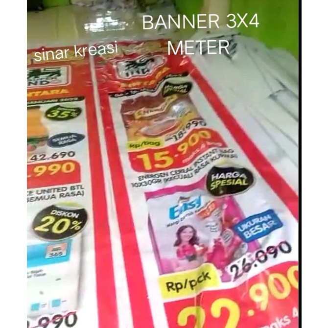BANNER BEKAS UKURAN 3X4 METER / BANNER ALAS / BANNER ATAP / BANNER PENUTUP