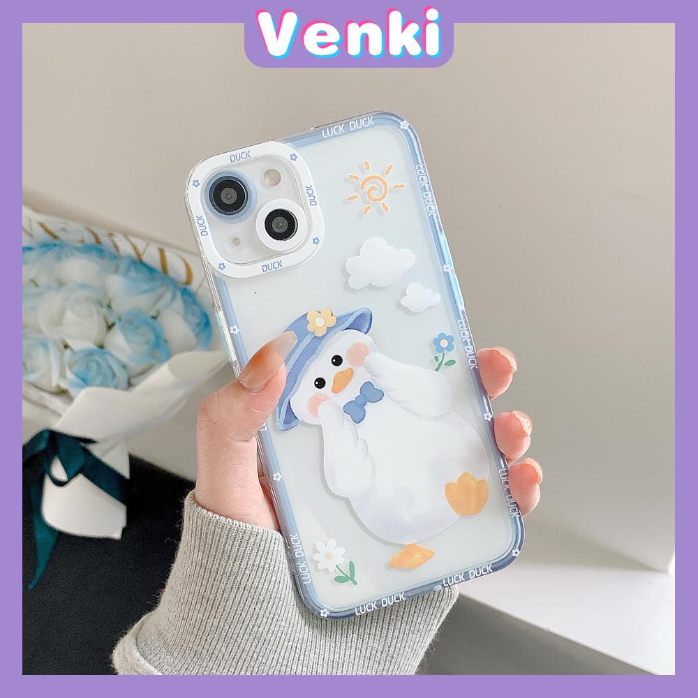 iPhone Case Silicone Soft Case Clear Case Square Edge Shockproof Protection Camera Cartoon Duck Cute Compatible For iPhone 11 iPhone 13 Pro Max iPhone 12 Pro Max iPhone 7 Plus xr