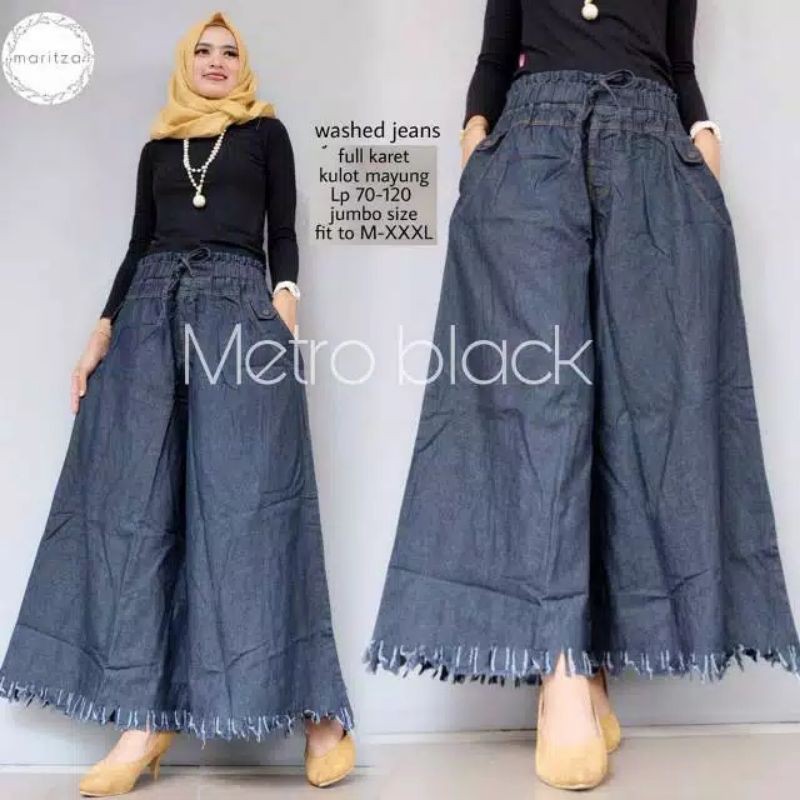 KULOT WANITA JUMBO JEANS RAWIS MAYUNG LP MAX 120 FIT TO XXXL