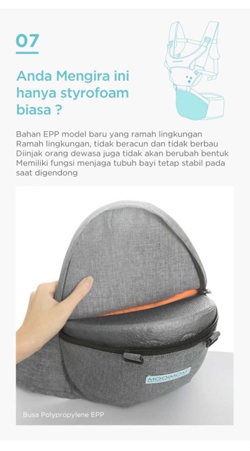 Mooimom Hipseat Lightweight Baby Carrier Gendongan Bayi Basic / Nero Bianco