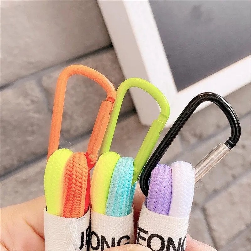 Tali Lanyard Model Kepang Bahan Mesh Warna-Warni Fluorescent Untuk Gantungan Kunci / Tas