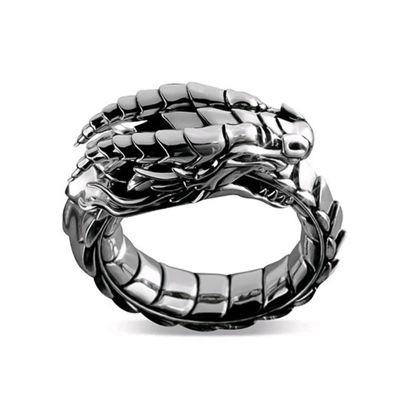 Vintage Men‘s Fashion Punk Wind Ring Nordic Mythical Giant Dragon Nicolus Style Amulet Jewelry Boyfriend Gift Men’s Dragon Ring