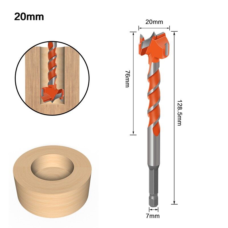 SA Mata Bor Kayu Gergaji Pelubang, Pemotong Alat Pertukangan 16Mm-25Mm Baja Karbon Batang Heksagonal untuk Beton Ubin Batu Bata Kaca Kayu Plastik 1 Buah