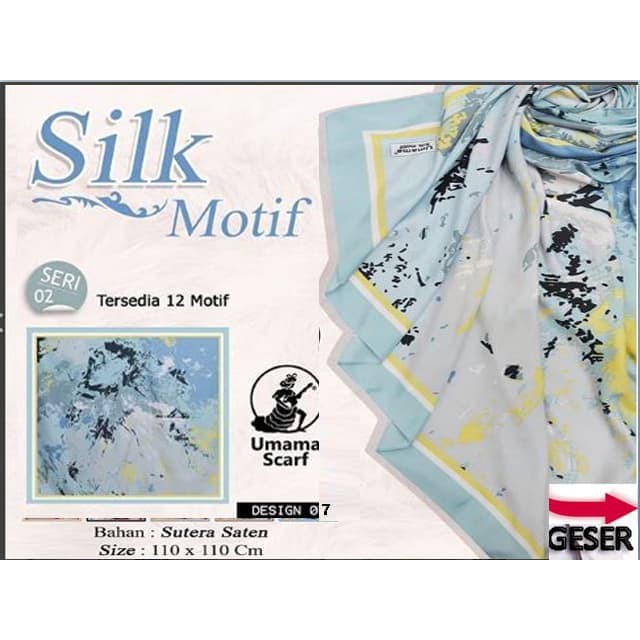 Jilbab Segiempat Silk Motif UMAMA/Jilbab Satin Silk Umama  07/UMAMA