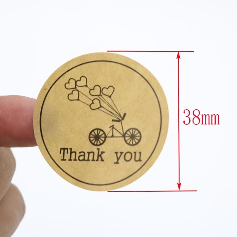 Paper Tags Sticker &quot;THANK YOU&quot; - Round Bicycle Pattern (1sheet/12pcs)