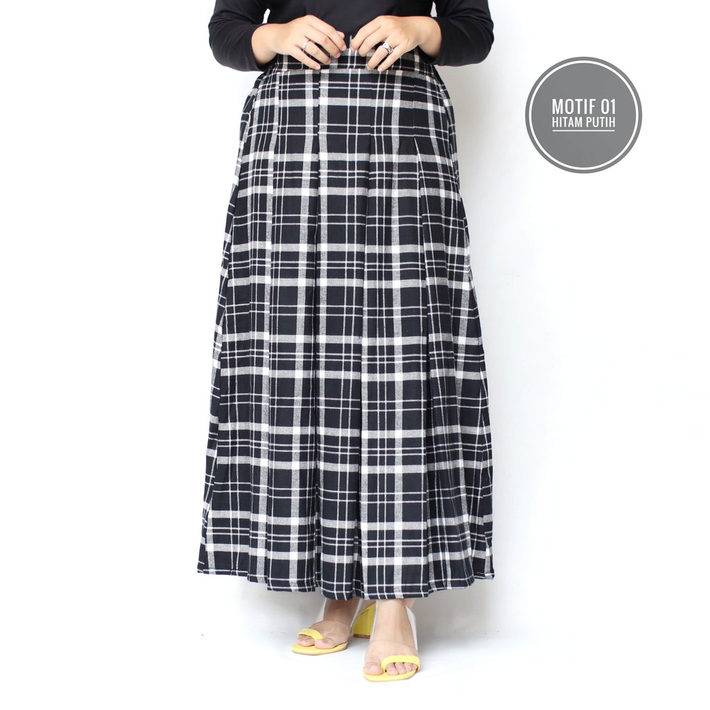Rok flanel tartan panjang rempel depan belakang rok Rok flanel tartan panjang rempel depan belakang rok