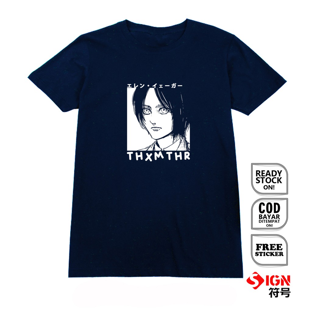 KAOS EREN YEAGER ATTACK ON TITAN エレン・イェーガー MANGA SHINGEKI NO KYOJIN PASUKAN BERSENJATA SHIFTER SIGN