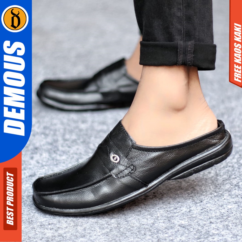 Sepatu Sandal Casual Kulit Asli Bustong Tutong Sendal Slop Original Murah Terbaru Kekinian