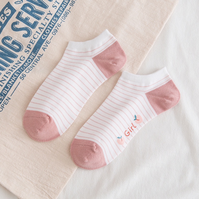 RSB KK231 Kaos Kaki Wanita Motif Pink Fashion Korea Women Sock Import Murah