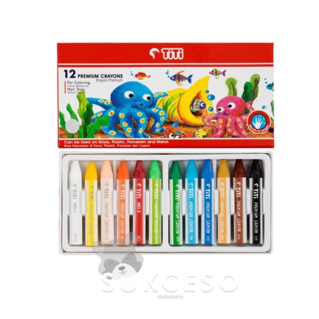 

Joyko Titi Premium Crayon PRC-12CD / Krayon Oil Pastel 12 Color Warna