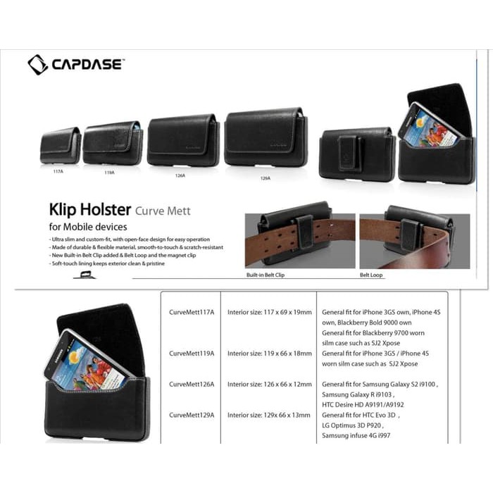 100% ORIGINAL Capdase Klip Holster Curvemett 129A
