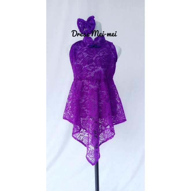 Dress Mei Mei/Dress Brukat Model Terbaru/Dress Wanita Kekinian/Dress Cantik Warna Ungu Tua