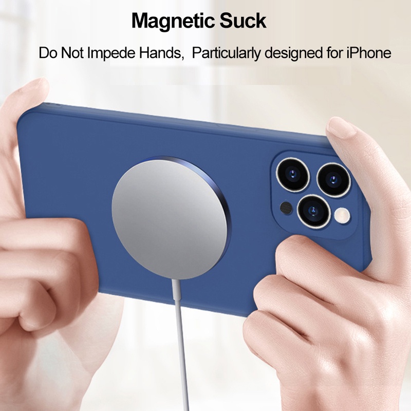 Wireless charging magnetic suction for iphone 13 12 pro max Xs max XR 7/8plus liquid silicone velvet drop protective case