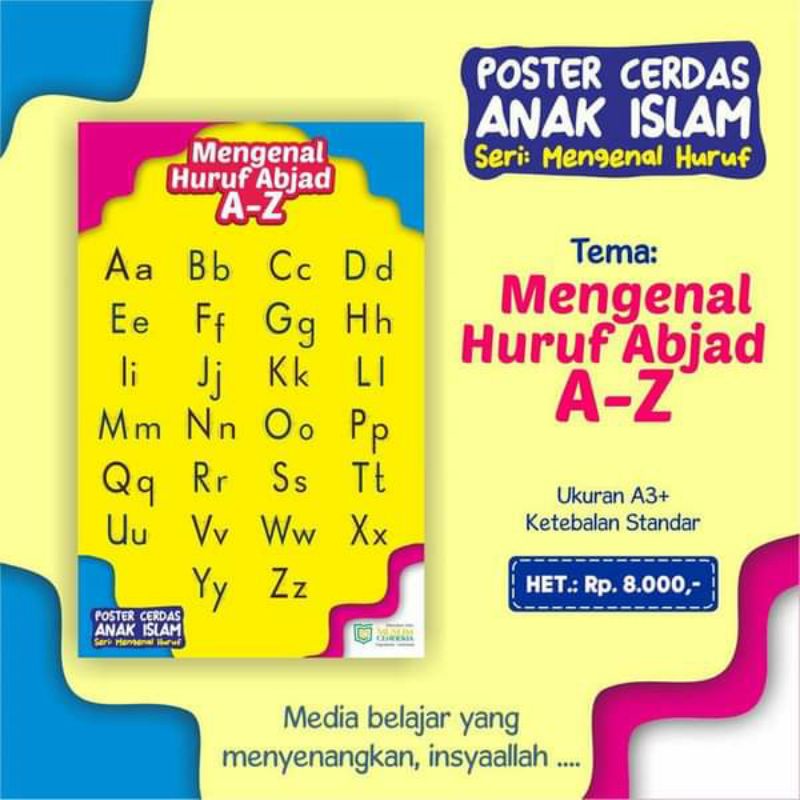 Poster huruf abjad A-Z poster huruf besar kecil