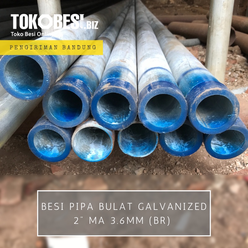 Besi Pipa Bulat Galvanized 2"ma 3.6mm (br)