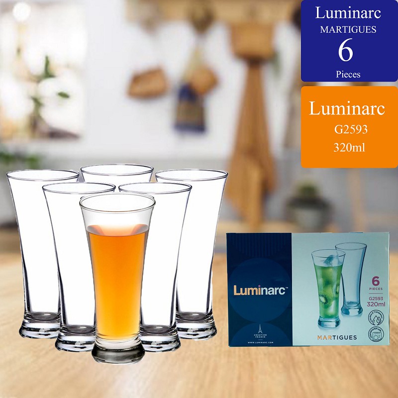 Gelas Set 6pcs * Gelas Kaca * Luminarc Martigues * Gelas Minum 320ml * G2593