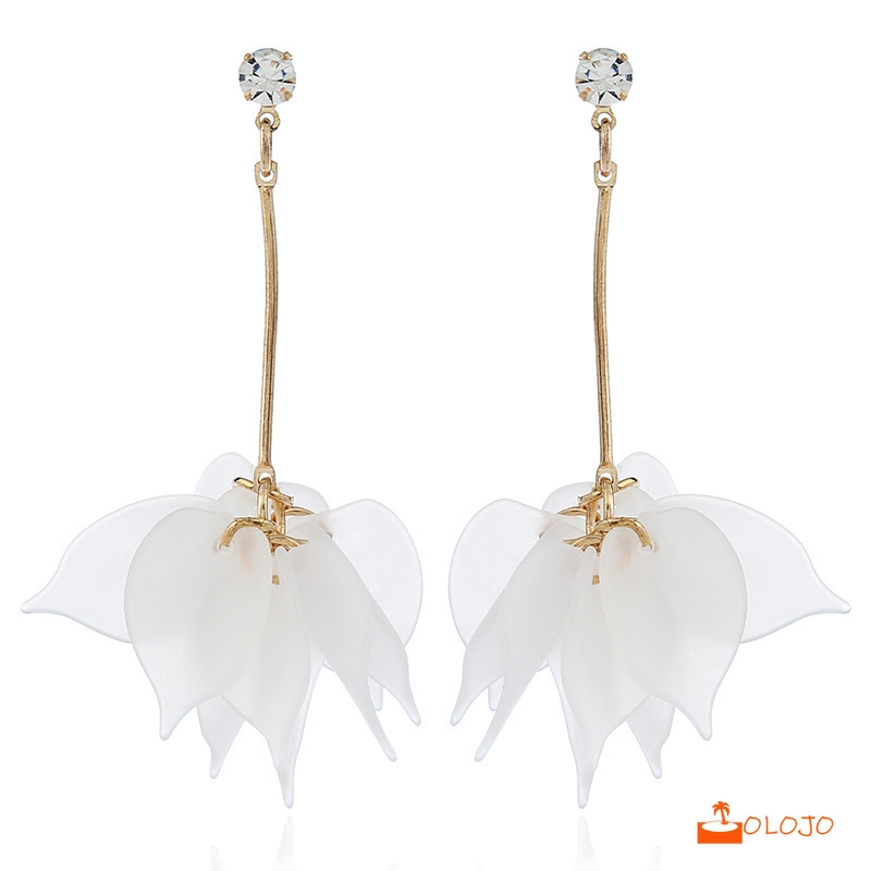 OLOJO Anting Tusuk Model Rumbai Warna Matte untuk Wanita Korea