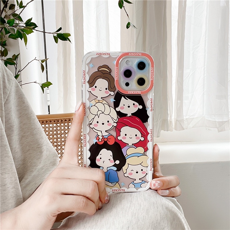 Soft Case TPU Transparan Motif Princess Untuk iPhone 14 13 Pro Max 12 11 XS XR X 8 7 6 6S Plus Mini