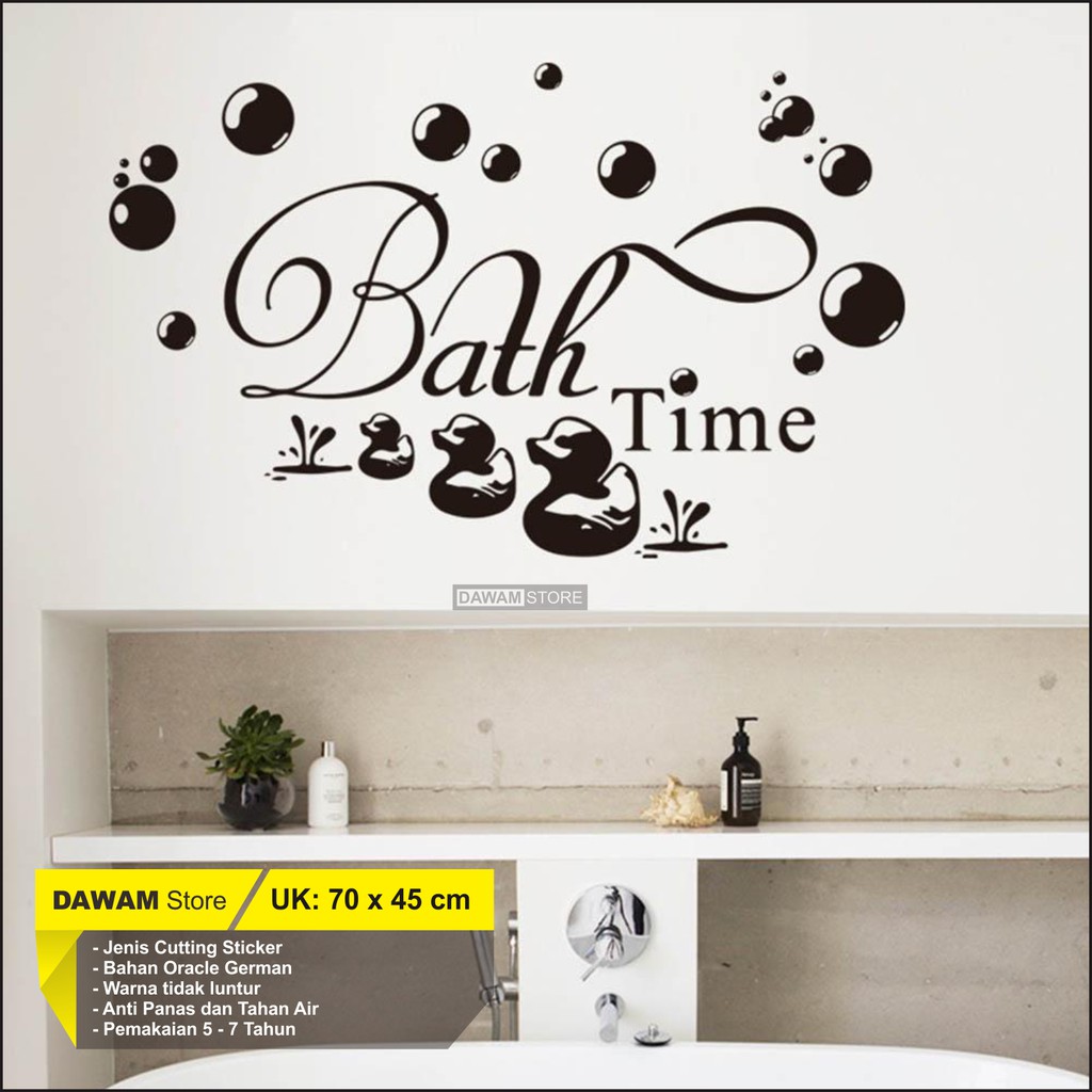 Stiker Dinding Kamar Mandi Wall Sticker Kamar Mandi Bath Time Duck Wall Decor Sticker Besar