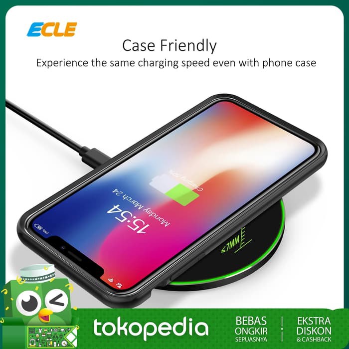 ECLE Wireless Charger Smart Portable Ringan Slim 10 W Fast Charge pb