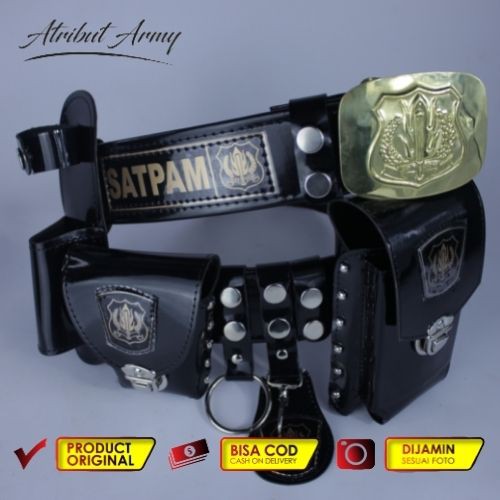 Sabuk Kopel Logo Satpam Fullset &amp; Kepala Bangkol Ikat Pinggang Atribut Perlengkapan Security Satpam