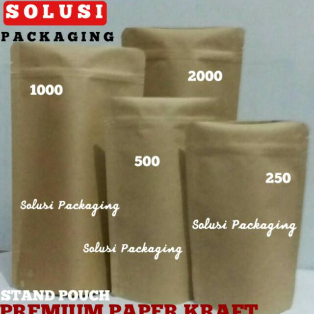 KEMASAN KOPI/STANDING POUCH PAPER KRAFT ecopack 1 KG Kpack /GUSSET