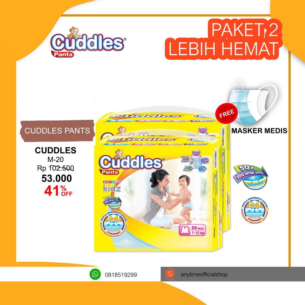 

Cuddles Popok Bayi / Baby Diapers Pants M20 - Paket 2 Bags