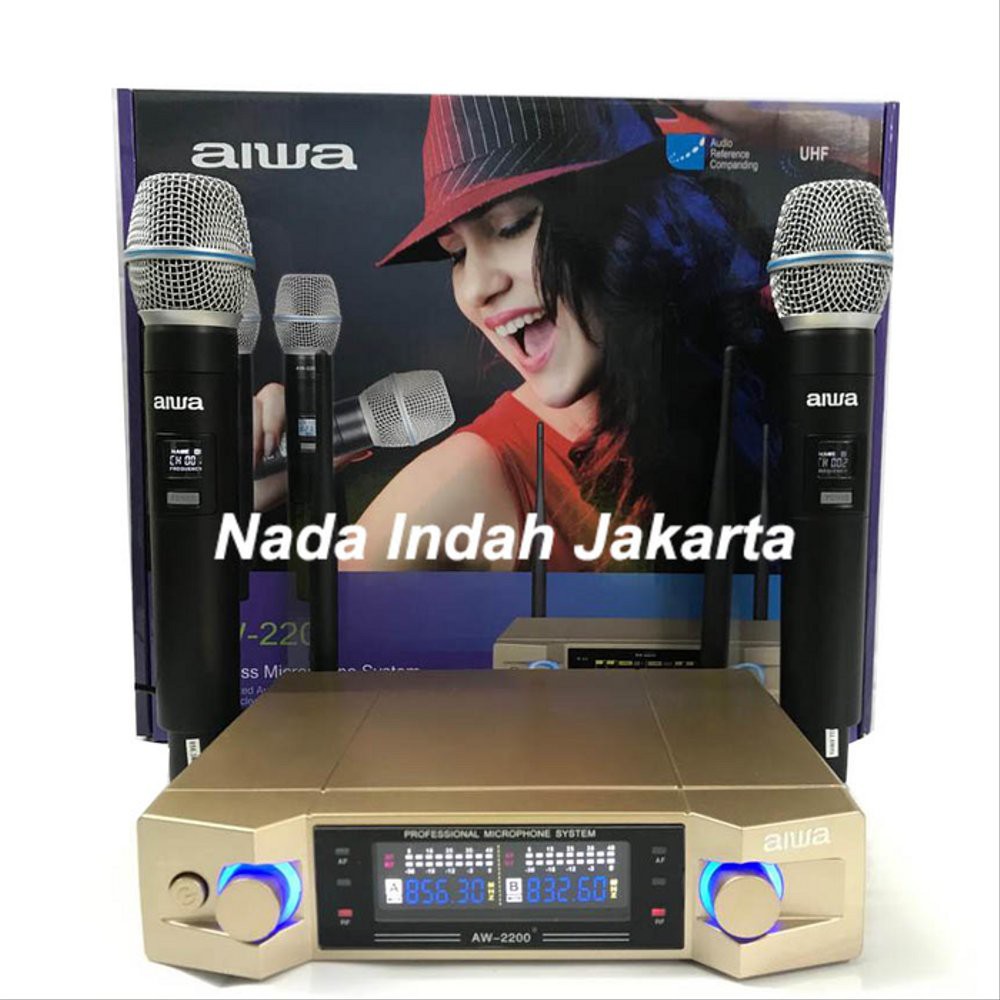 Microphone Wireless AIWA AW 2200 - Mic tanpa kabel AW2200  lop90