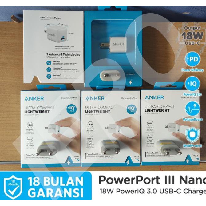 Terlaris Fast Charger Anker Powerport Nano 18W White Iphone 11 X Xr Xs Max Pro Kp 1451