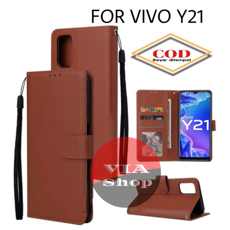 SARUNG DOMPET HP VIVO Y21 /FLIP CASE COVER LEATHER FOR NEW VIVO Y21
