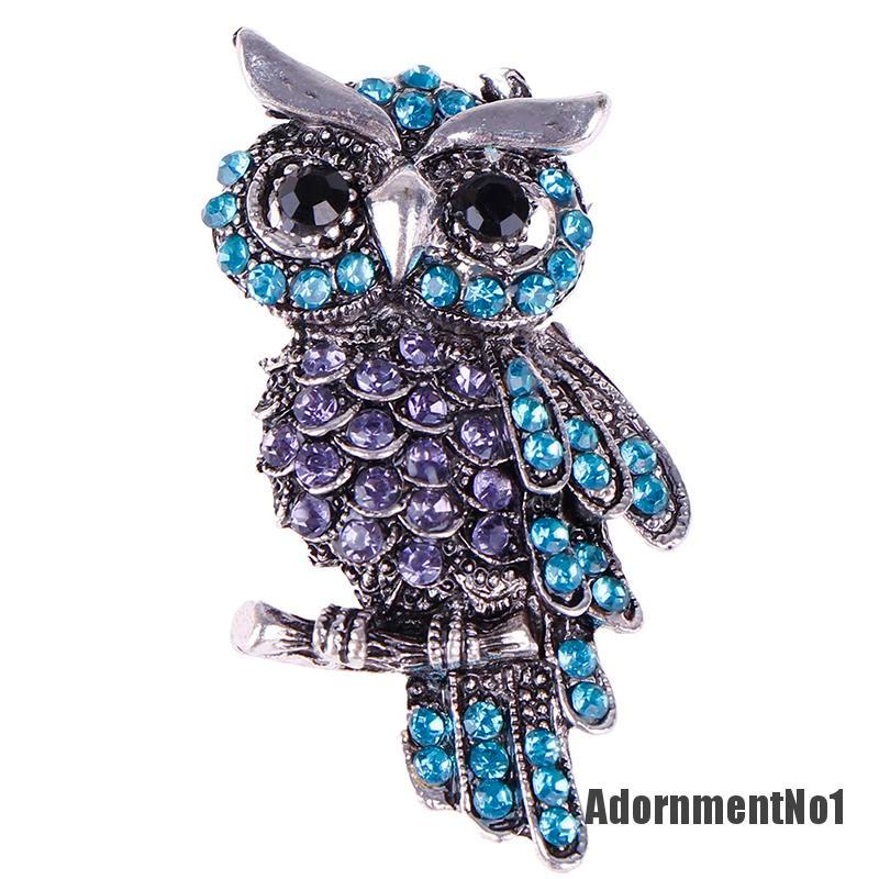 (Adornmentno1) Pin Bros Burung Hantu Hiasan Berlian Imitasi Bahan Zinc Alloy Untuk Wanita