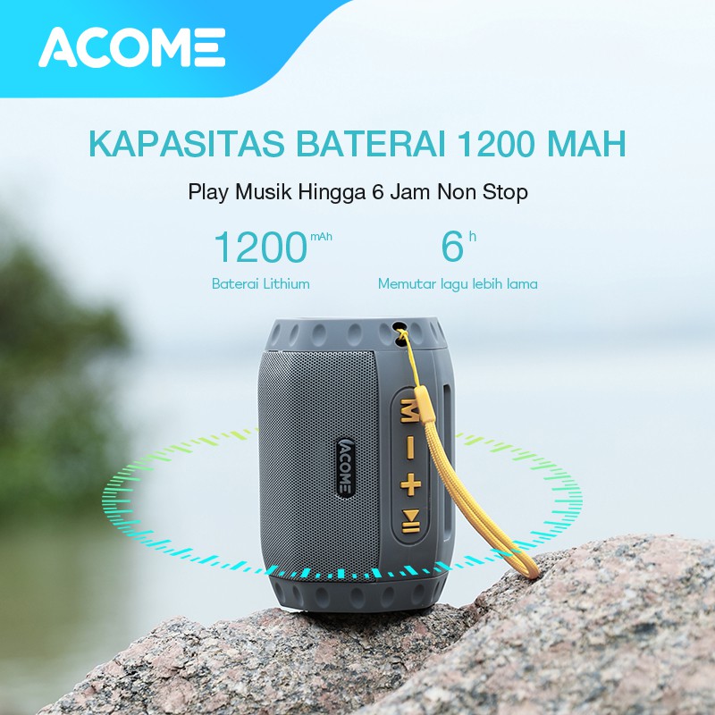 ACOME Speaker Bluetooth 5.0 Hi-Fi Sound TWS 5W Portable A2 Garansi Resmi 1 Tahun-3