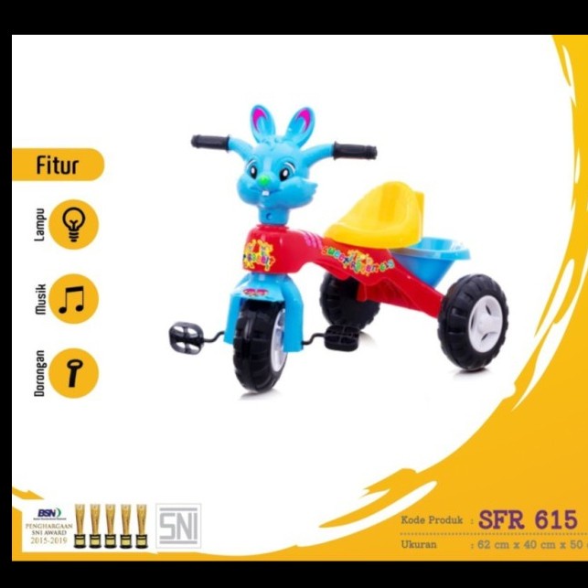 Mainan Anak Sepeda Roda Tiga Tricycle SFR 615 - SHP Toys