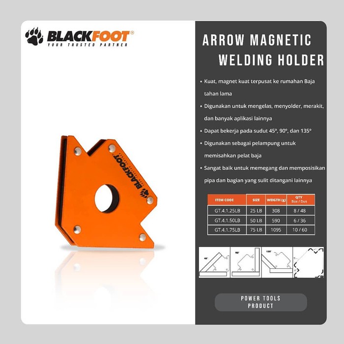 BLACKFOOT Welding Magnet Siku Magnet Las 75 lbs Magnetic Hold 5 Inch