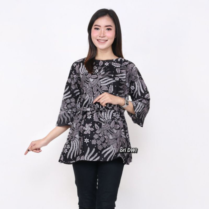 ATASAN BATIK WANITA M L XL XXL-Blus Manggar abu