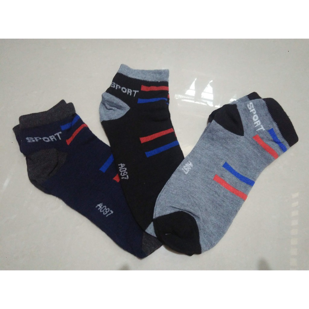 3 pasang | kaos kaki olahraga pria (sport import,katun spandex,Pendek,size 38-42)