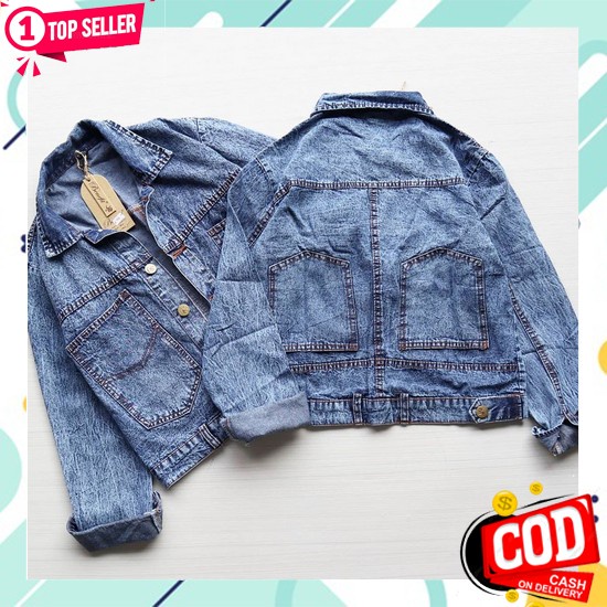Jaket Jins Wanita Jumbo Oversize Terbaru Denim Murah Import Bjd - Sq399 [Jaket Jeans Backbutton Bc] 