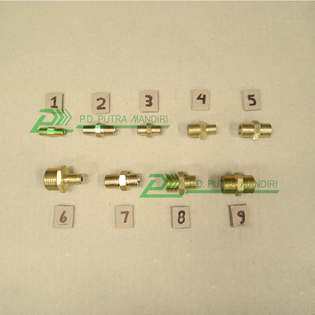 Dobel Nepel 1/2 x 3/8 Kuningan - (Double Nipple)