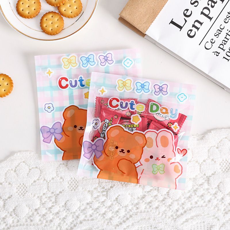 PLASTIK ZIPPER AESTHETIC 13x13 KEMASAN PERMEN CUTE BEAR RABBIT ZP13-01