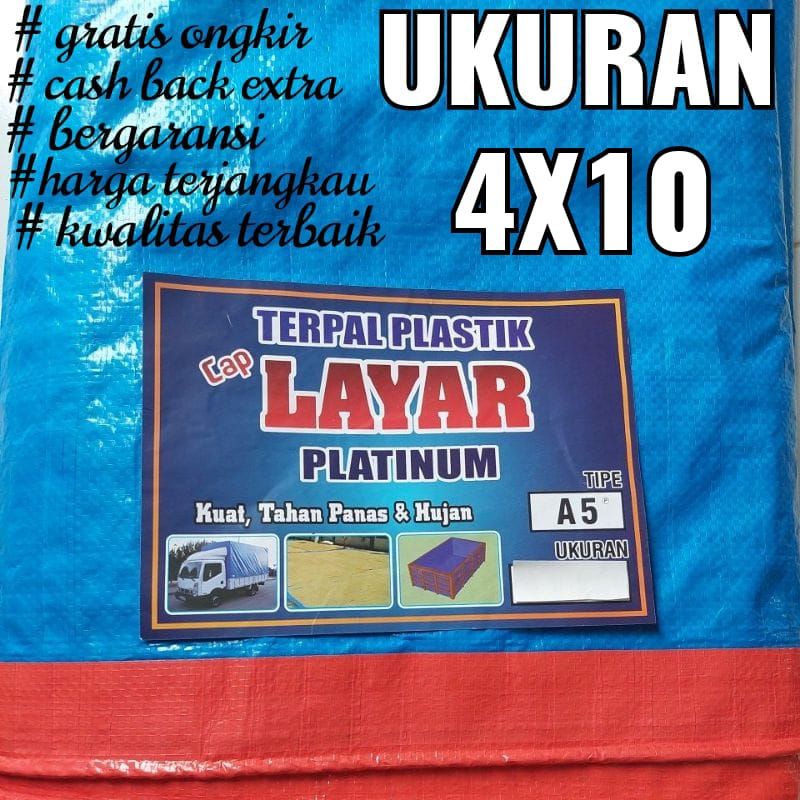 TERPAL PLASTIK A5 UKURAN 4x10 CAP LAYAR