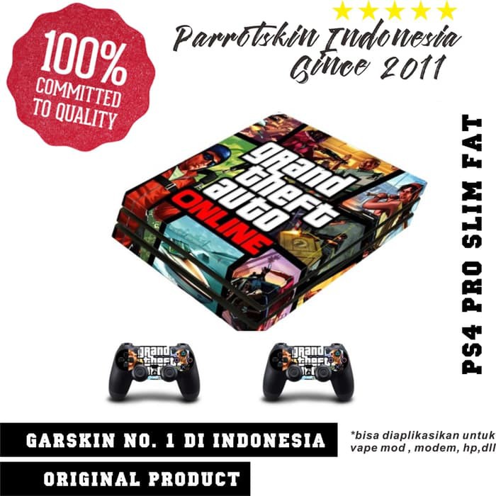 Garskin Premium Sony PS4 Pro skin dan  2controller GTA - Free Custom