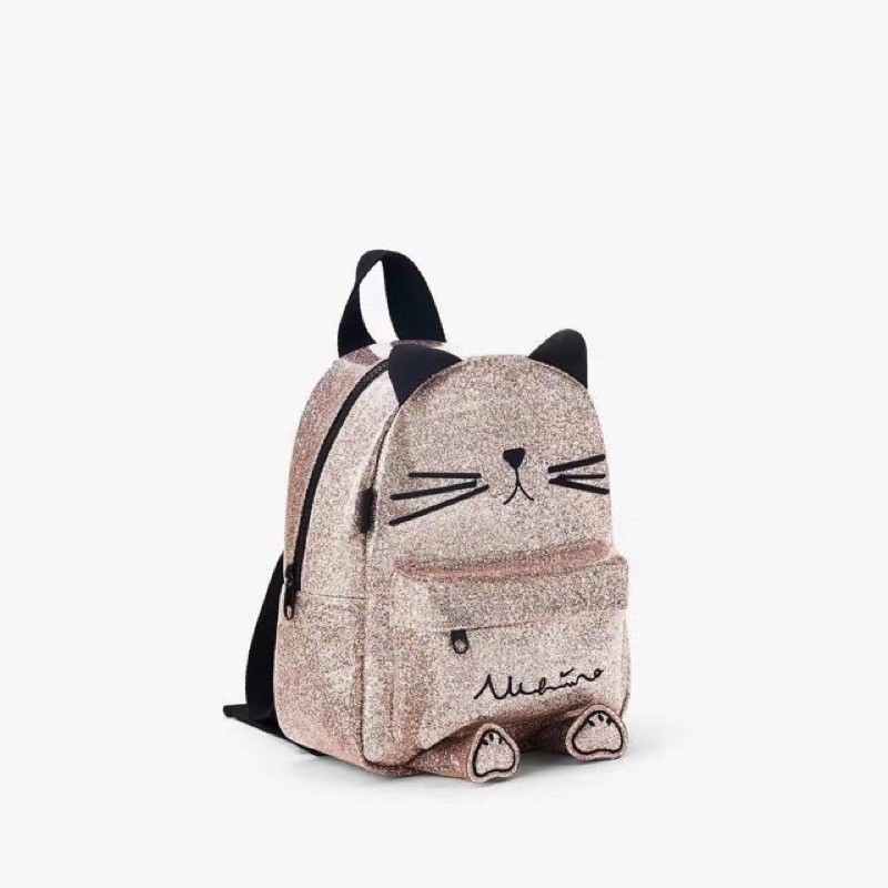 ORIGINAL  zara kids bag - backpack kitty cat glitter pink / tas ransel anak perempuan