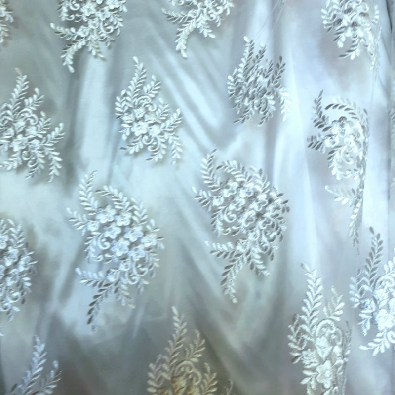 kain tile kebaya bordir Putih brokat halus hrga per50cm