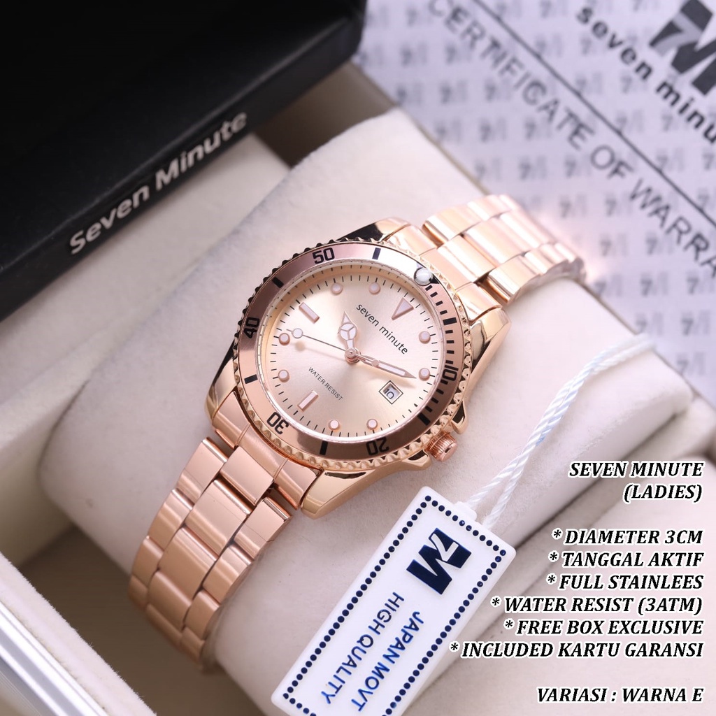 (FREE BOX) JAM TANGAN WANITA FASHION RANTAI BODY BULAT TANGGAL AKTIF