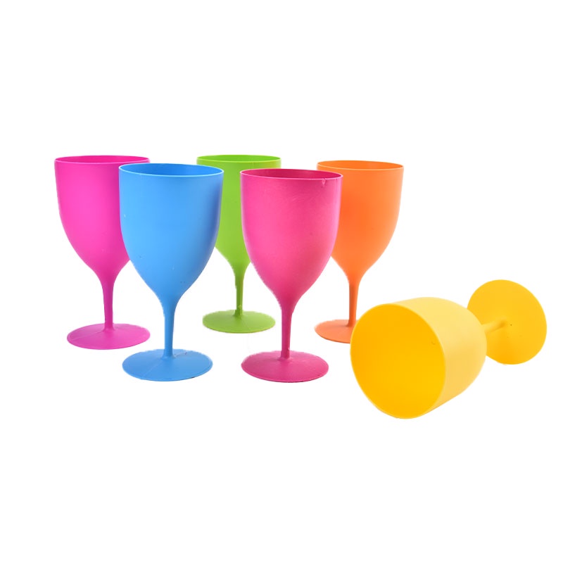 6 Pcs / set Gelas Wine Cocktail Champagne Goblet Bahan Plastik Buram Untuk Pesta Bar