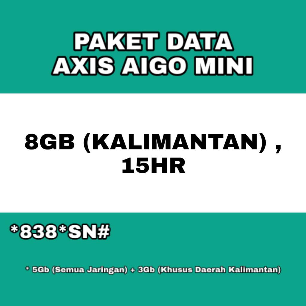 Paket Internet Data Murah Agen Axis Aigo Mini 8gb Kawasan Kalimantan Isi Data Reguler Pulsa Murah Shopee Indonesia
