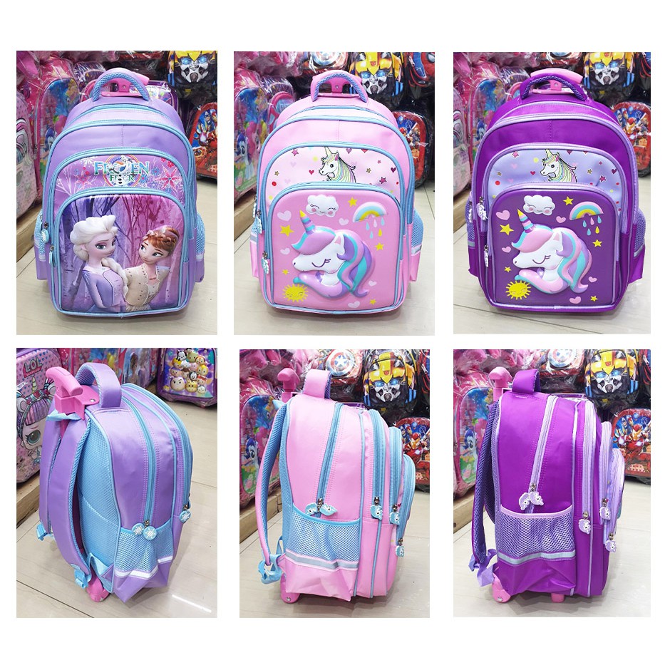 PROMO 10.10 TAS DORONG TROLLEY ANAK SEKOLAH SD PEREMPUAN GAMBAR KARTUN KUDA PONY SUN TIMBUL 4RESLETING dan 3RESLETING IMPORT ( Pilihan Varian Sun Love Odet Sugar Dino Gogo Cetar Dino Sweet Laila )