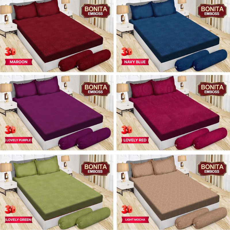 RC Sprei Bonita Polos Embos Ukuran King 180x200 Warna Lengkap