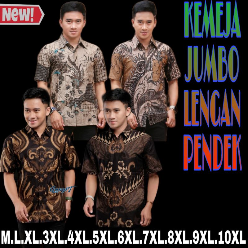 KEMEJA BATIK PRIA LENGAN PENDEK BIG SIZE JUMBO ARMI